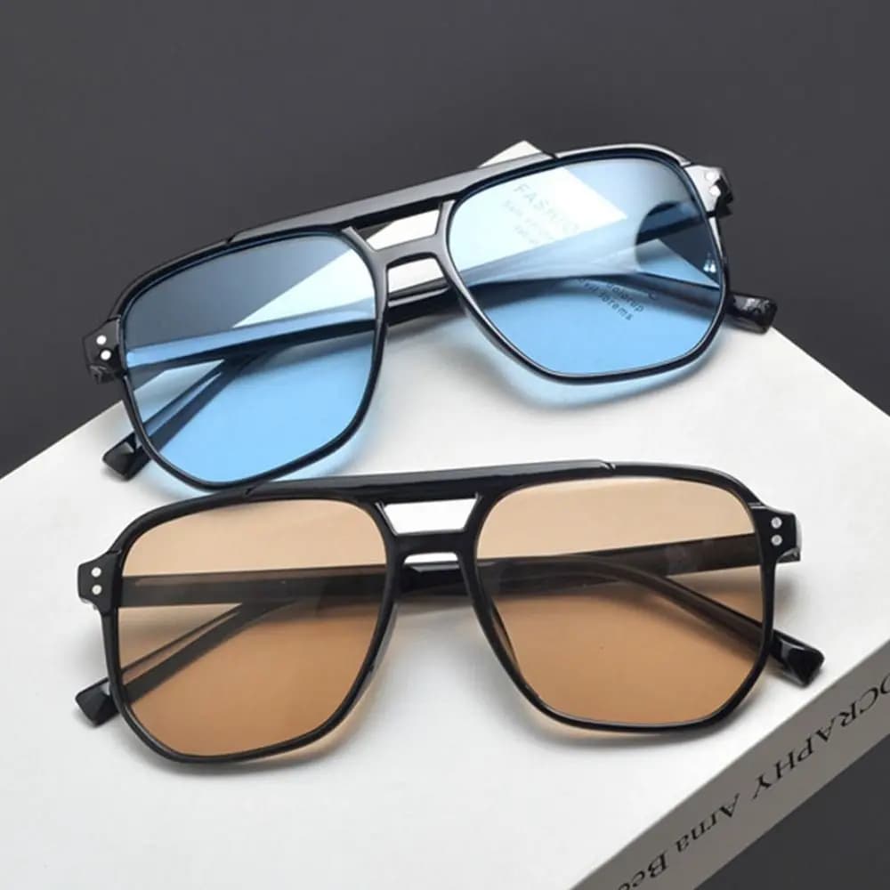 Punk Square Frame Sunglasses Anti-UV Travel Accessories Black Shades Glasses Beach Eye Protection Retro Sunglasses for women men - 3