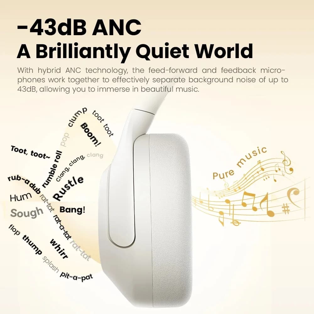 HAYLOU S30 Wireless Bluetooth 5.4 Headphones 43dB Adaptive Noise Cancelling Headsets 40mm Driver 80H Playtime Earphones - 5