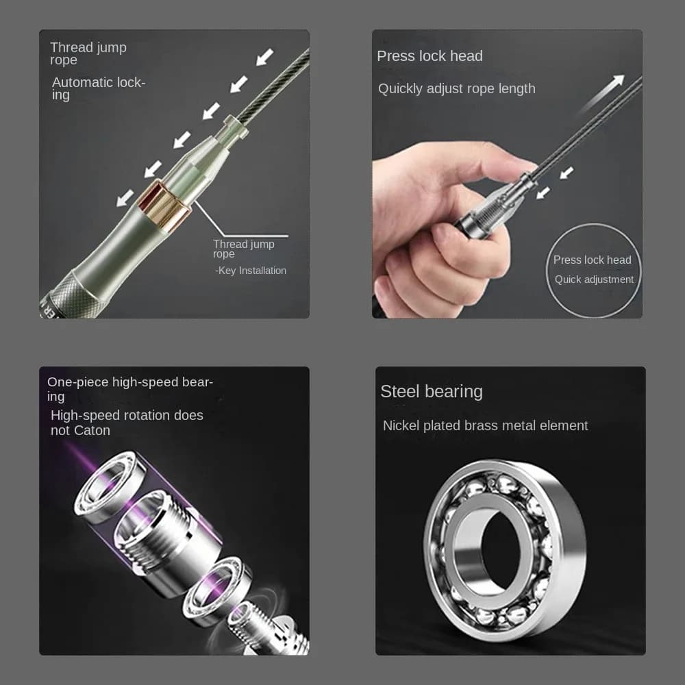 MOGOLD Professional Wear-resistant PVC Jump Rope – Non-slip Silicone Handles, Aluminum Alloy Shaft & High-speed Silent Bearings - 3