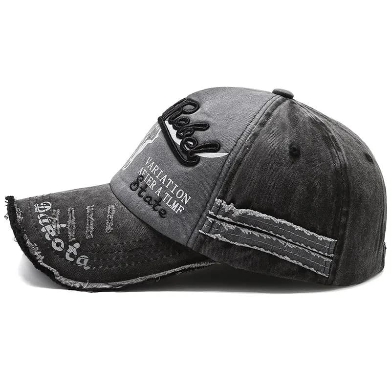 Unisex Washed Cotton Vintage Cap Letter Embroidery Baseball Cap Cow Head Pattern Men And Women Outdoor Sports Hats - 4