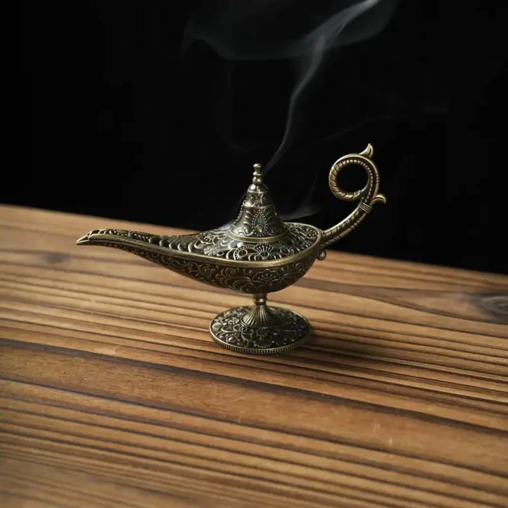 Durable Antique Style Incense Burner Air Purification Metal Aroma Furnace Gifts Wishing Aladdin Lamp Home Decor - 2