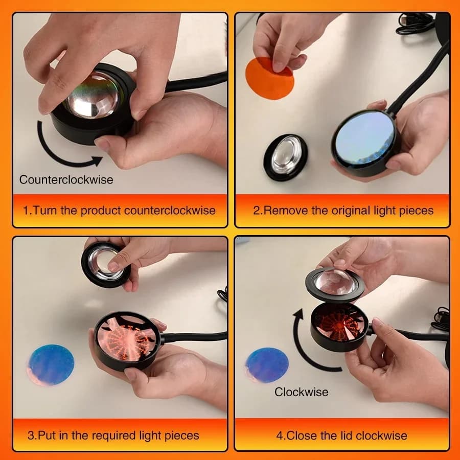 مصباح غروب الشمس ضوء ليلي متعدد الألوان جهاز عرض غروب الشمس الحياة الذكية عن بعد المزاج حفلة Led أضواء غرفة الديكور التصوير الفوتوغرافي هدية - 4