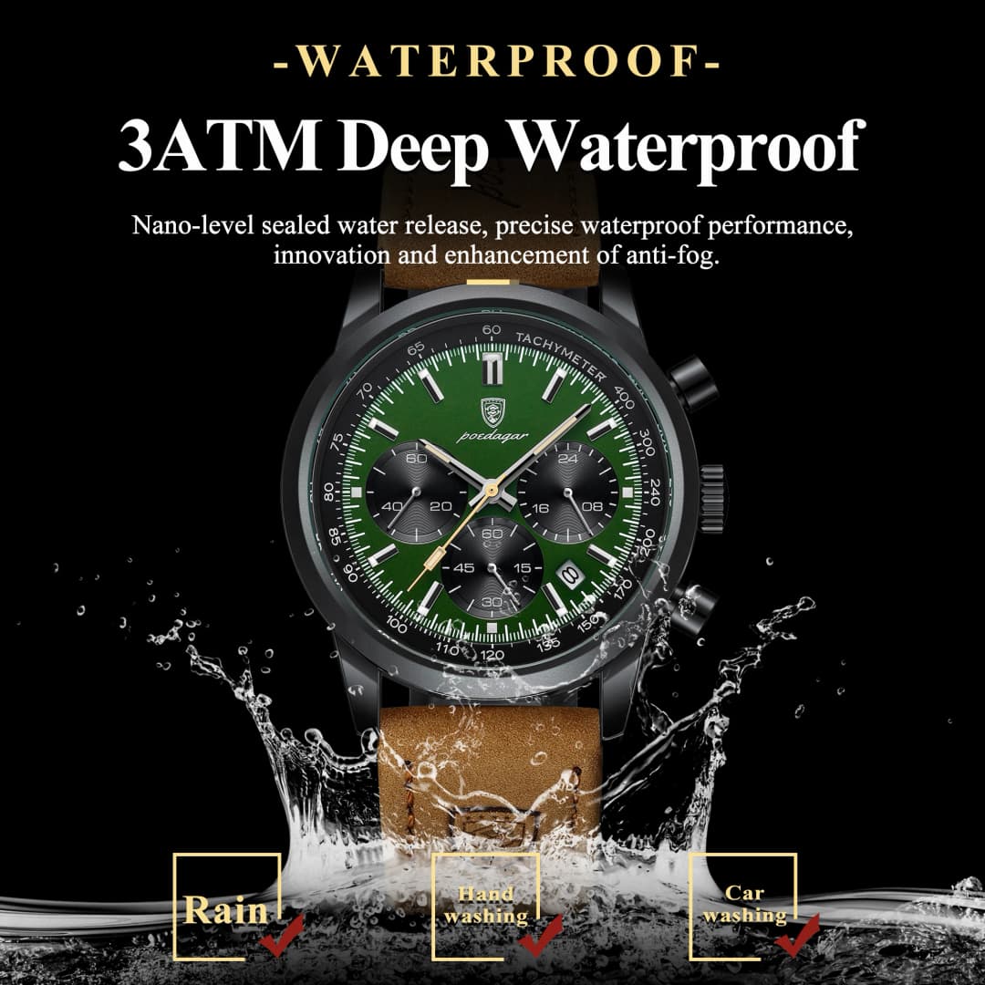 POEDAGAR Luxury Sports Men Watch Waterproof Luminous Chronograph Leather Male Watch Fashion Military Quartz Men's Watches Reloj - 3