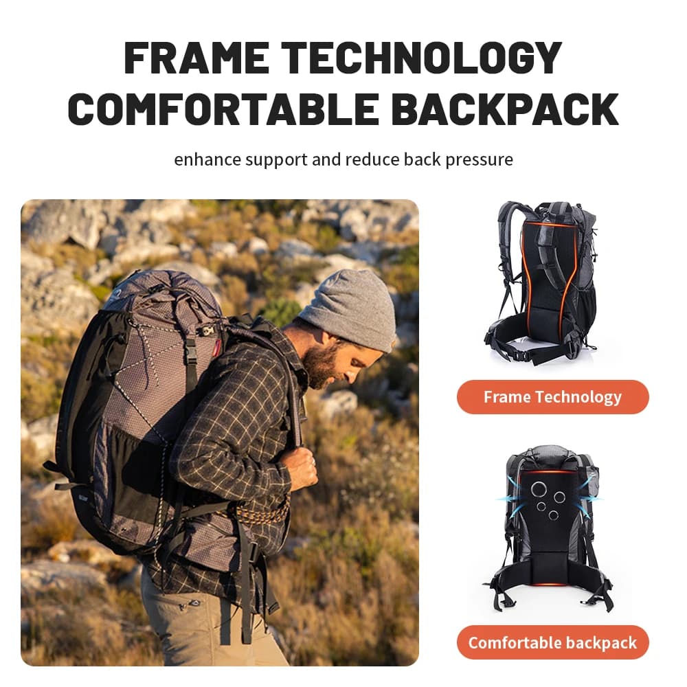 Naturehike Camping Backpack 60+5L Large Capacity Waterproof Climbing Bag Ultralight Travel Man Backpack Outdoor Hiking Backpack - 2