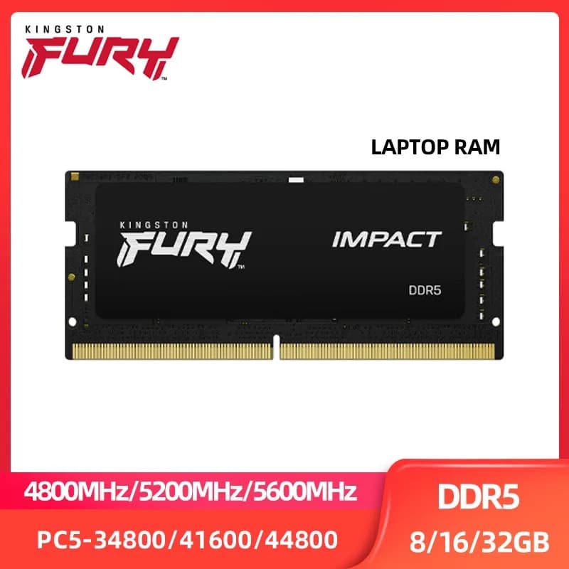 ذاكرة رام كينجستون FURY Impact DDR5 8 جيجا 16 جيجا 32 جيجا 4800 ميجا هرتز 5200 ميجا هرتز 5600 ميجا هرتز SODIMM 1.1 فولت 262 دبوس ذاكرة دفتر ملاحظات