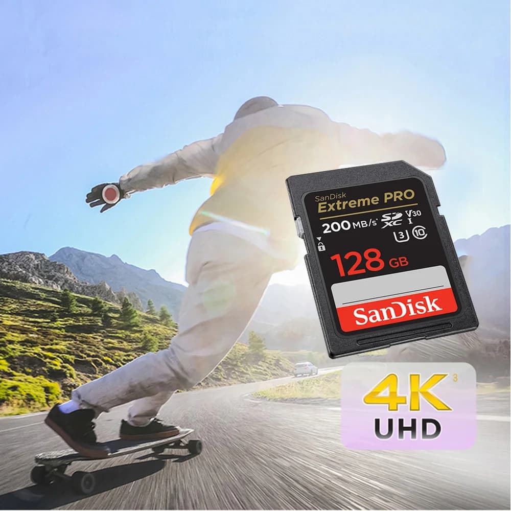 SanDisk Extreme PRO SD Card 32G SDHC 64G 128G 256G SDXC UHS-I C10 100M/s-200MB/s U3 Memory Card Support V30 4K for Camera/DV/SLR - 2