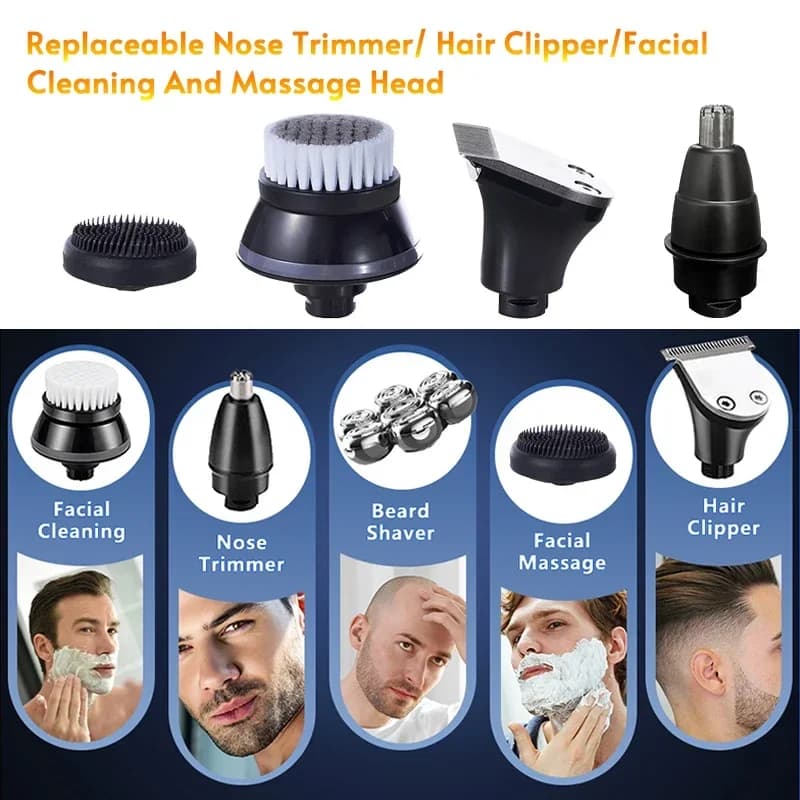 Replaceable Electric Shaver Head 3/5/6/7/8/9 Floating Blade Head Nose Trimmer Hair Clipper And Face Cleaning Brush Massage Head - 4