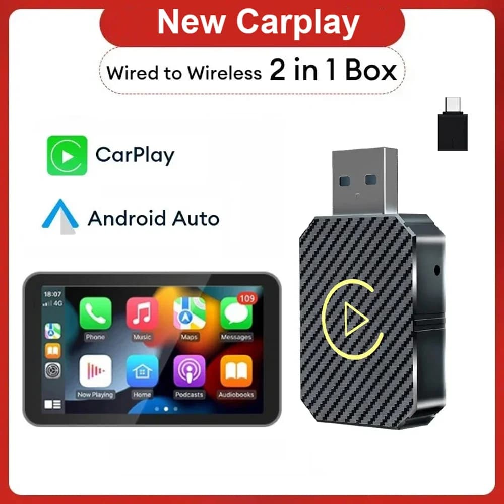 2 in 1 Wireless CarPlay & Android Auto Smart AI Dongle 5G WIFI Fast Connect Wireless Adapter Plug & Play Carplay Auto Connect - 2