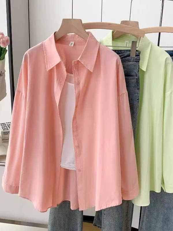 Dopamine Hong Kong Style Retro Korean Collar Long Sleeve Shirt Fashionable Versatile Lazy Slimming Commute Top Women's Shirt - 5