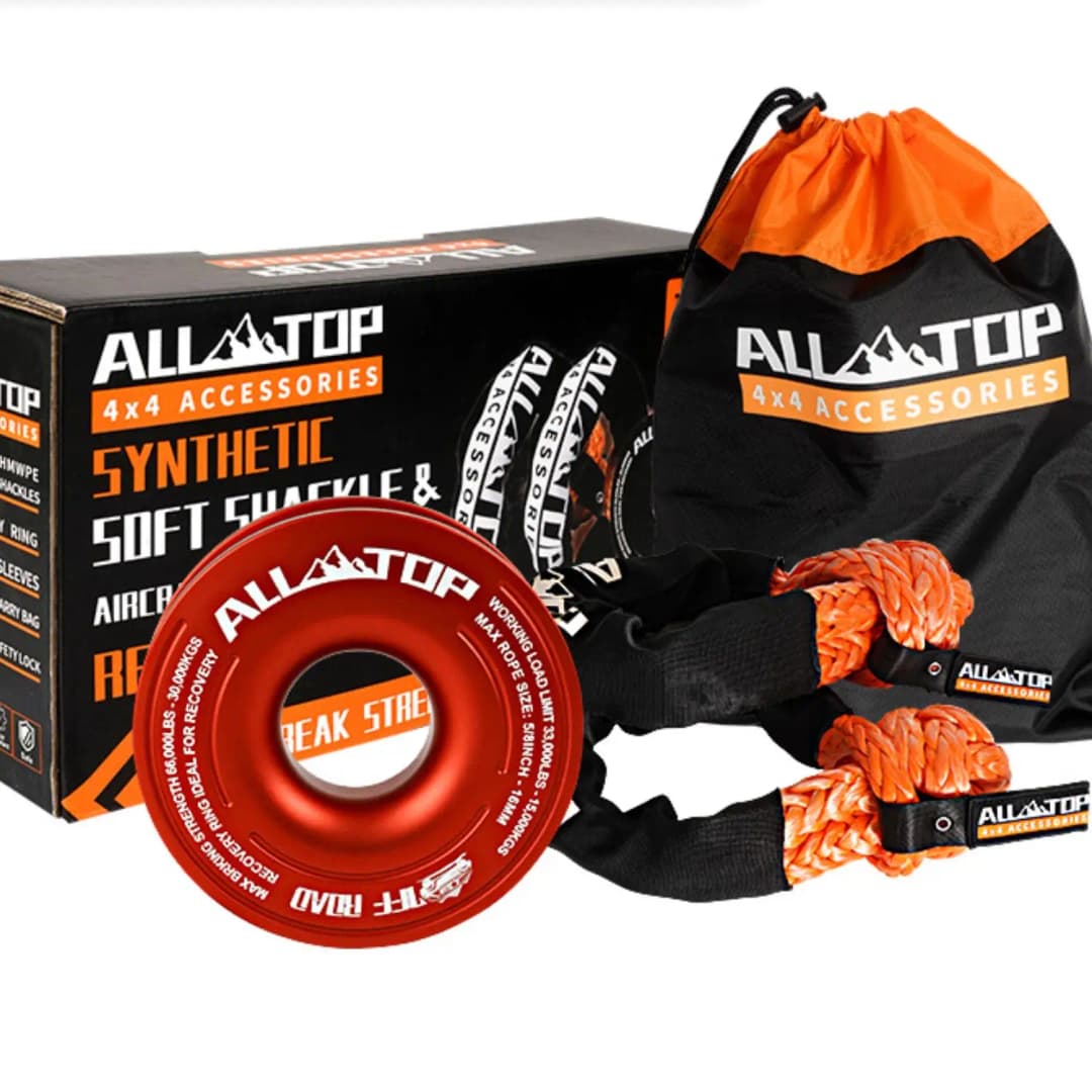 48300Lbs ونش حبل الاصطناعية لينة تكبل 2 + حلقة الانتعاش مجموعة أغلال متينة مع كم واقية لاستعادة مركبة شاحنة - 2