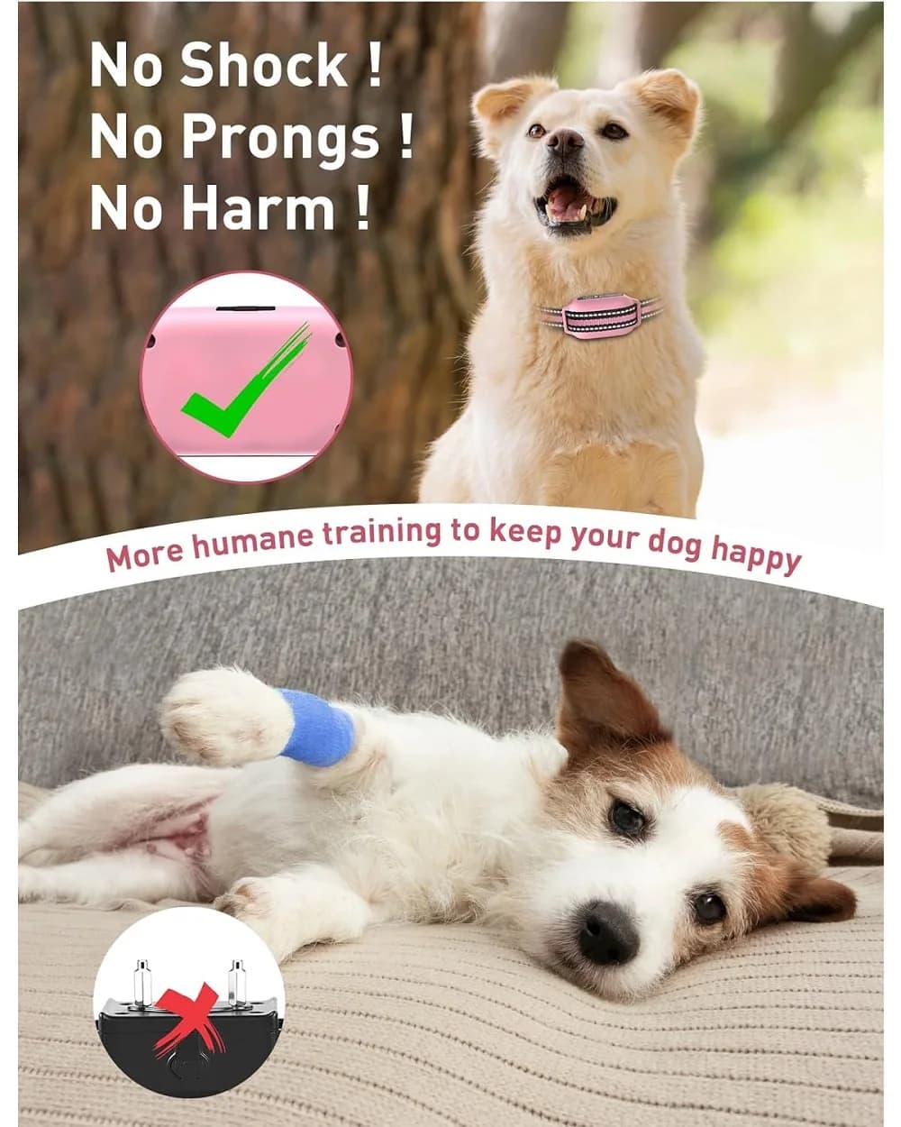 No Shock Dog Training Collar, Beep&Vibrating Dog Collar No Shock, No Shock Dog Collar with Remote 2800Ft, Vibration Dog Collar - 4