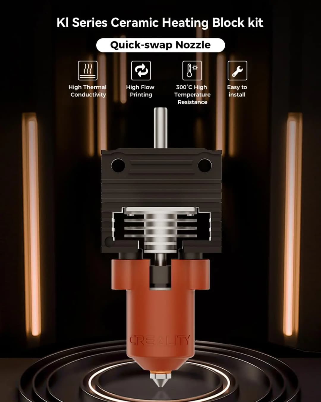 Creality Official K1/K1 Max/K1C Hotend Upgrades Kit,Ceramic Heating Block with Unicorn Quick Swap Nozzle for K1 Series 3D Printe - 2