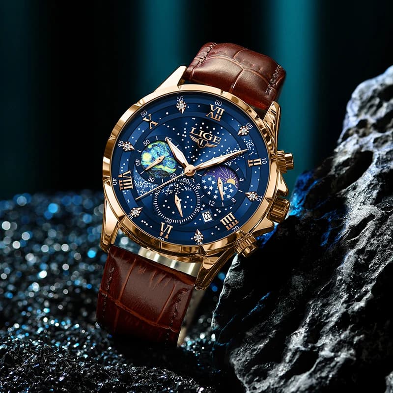 LIGE Men Watches Casual Sport Watch Men Luxury Waterproof Date Watches Luminous Chronograph Wristwatch Male Quartz Leather Clock - 5
