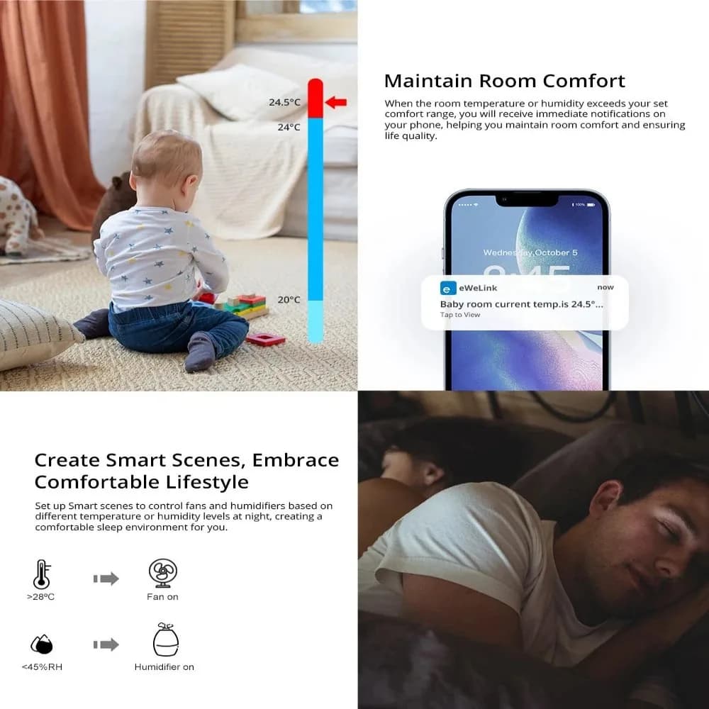 SONOFF SNZB 02P eWeLink Smart Home Gadgets ZigBee Temperature Sensor Humidity Detector Thermometer Alexa Google Assistant Yandex - 3