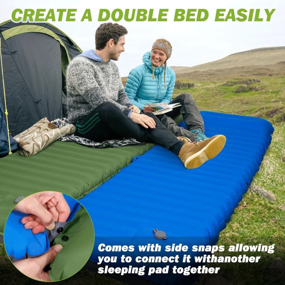 Extra Thick 4 Inch Camping Sleeping Pad Outdoor Camping Self-Inflating Mats Spliceable Hiking Fishing Sleeping Pad - 2