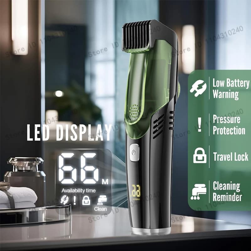 Cordless Men Beard Trimmer Rechargeable Electric Shaver with 20 Trim Built-in Vacuum Clipper for Mustache Sideburns Grooming Kit - 3
