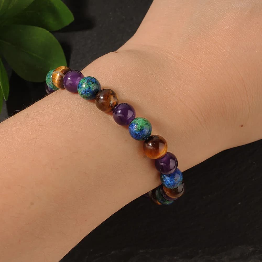 Fashionable mixed color bead bracelet handmade elastic rope bracelet suitable for daily wear as a holiday gift - 4