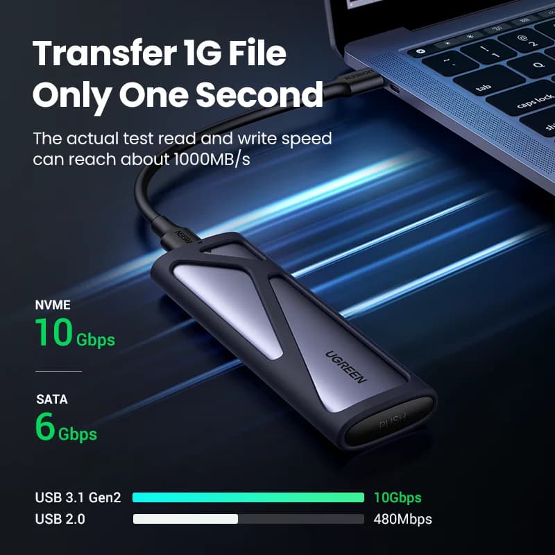 UGREEN M2 SSD Case NVME SATA Dual Protocol M.2 to USB Type C 3.1 SSD Adapter for NVME PCIE NGFF SATA SSD Disk Box M.2 SSD Case - 2