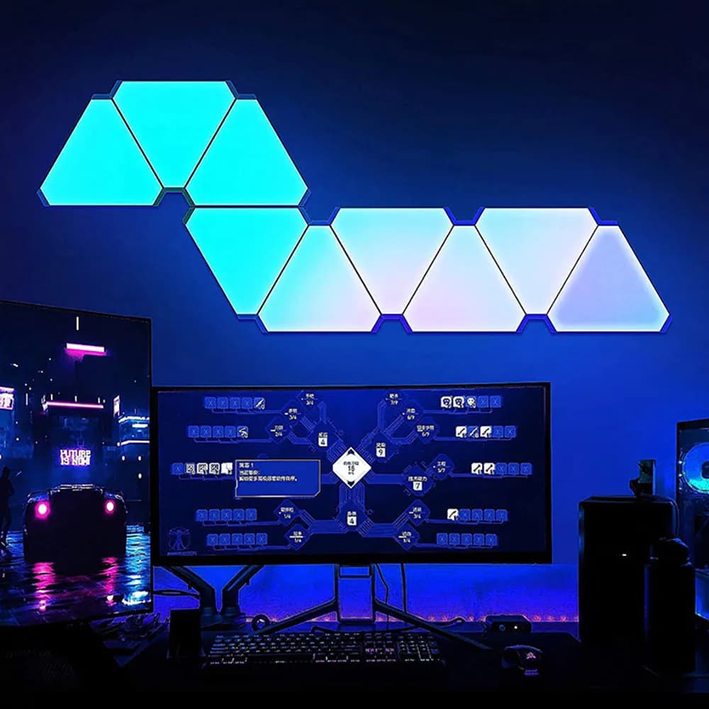 مصباح كمي مثلث LED مصباح حائط RGB إضاءة خلفية ذكية لإلتقاط الإيقاع إضاءة ليلية لغرفة النوم ديكور مكتب