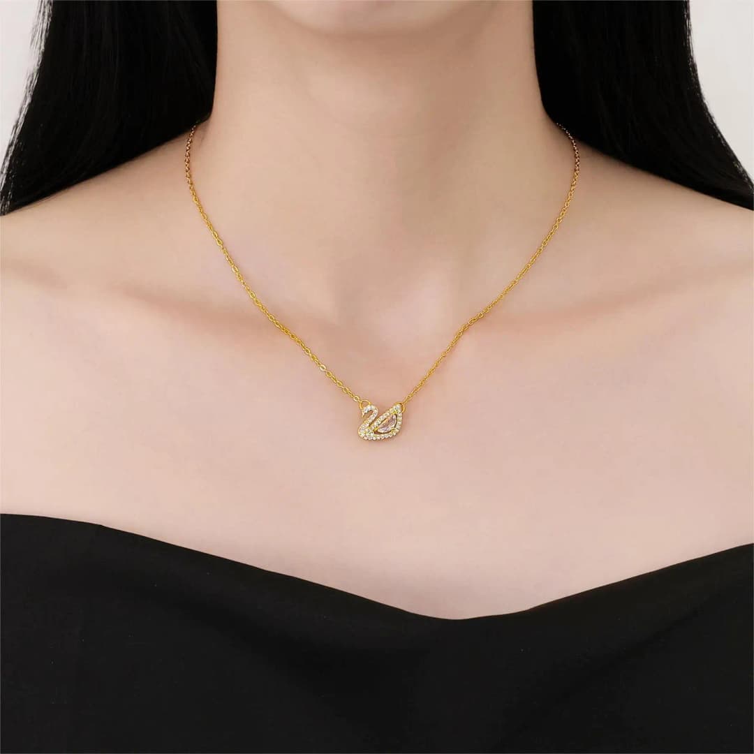 قلادة من التيتانيوم الفاخر على شكل بجعة، تصميم أنيق لسلسلة عظمة الترقوة، هدية مثالية للصديقات - 2