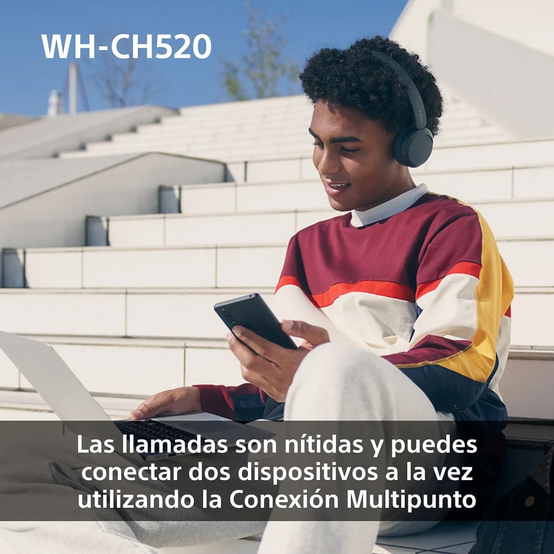 ​ Sony wh-ch520 wireless bluetooth 5.2 on-ear headphones with built-in microphone, battery up to 50 hours, fast charging, dsee, multipoint and voice assistant support ​ - 6