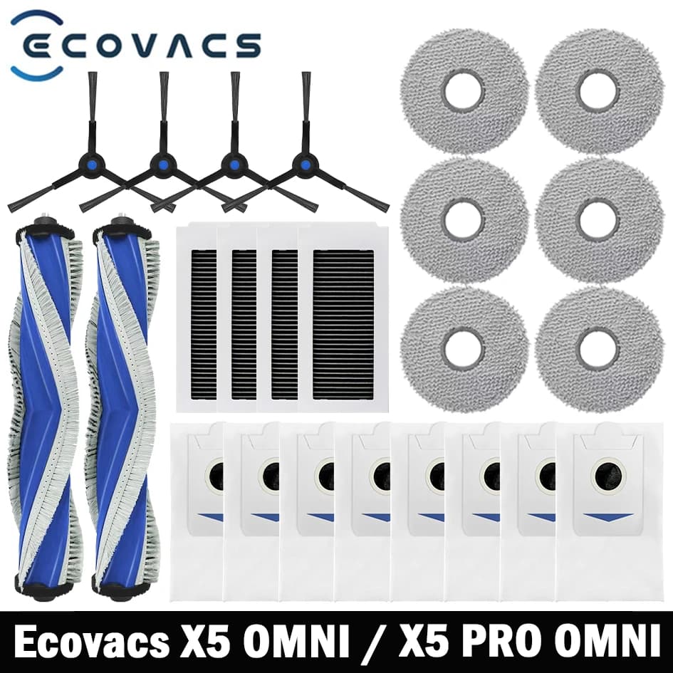ايكوفاكس X5 OMNI / X5 PRO OMNI روبوت تنظيف قطع غيار بديلة كيس غبار فرشاة جانبية رئيسية مرشح ممسحة إكسسوارات