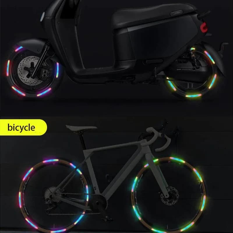 Anti-Collision Reflective Warning Stickers For Car Motorcycle, Bicycle Wheels, Seven-Color Laser Car Decoration Accessories - 6