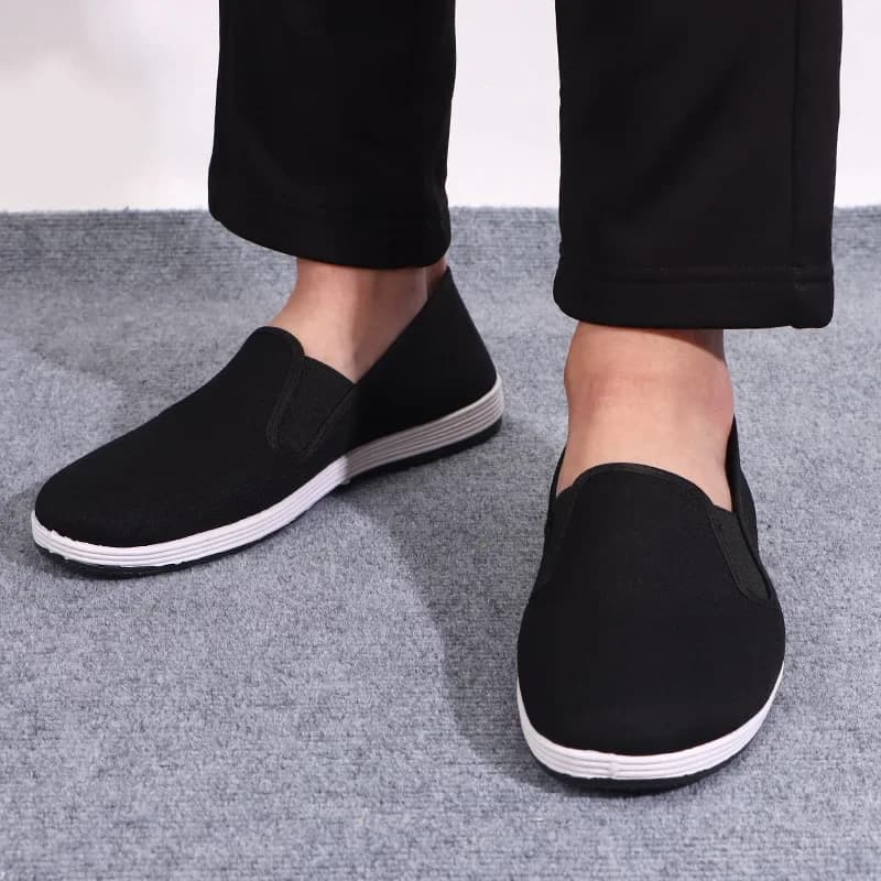 Boxed Old Beijing Cloth Shoes Men's Slip-On Casual Work Shoes Breathable Black Canvas Shoes for Driving And Daily Wear - 2