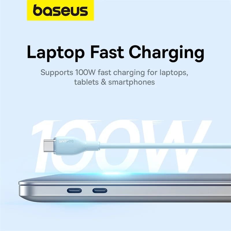 كابل Baseus PD 100W USB C إلى USB Type C لجهاز Macbook مع شحن سريع لجهاز iPhone 16 و 15 وكابل Type-C لجهاز Xiaomi - 3