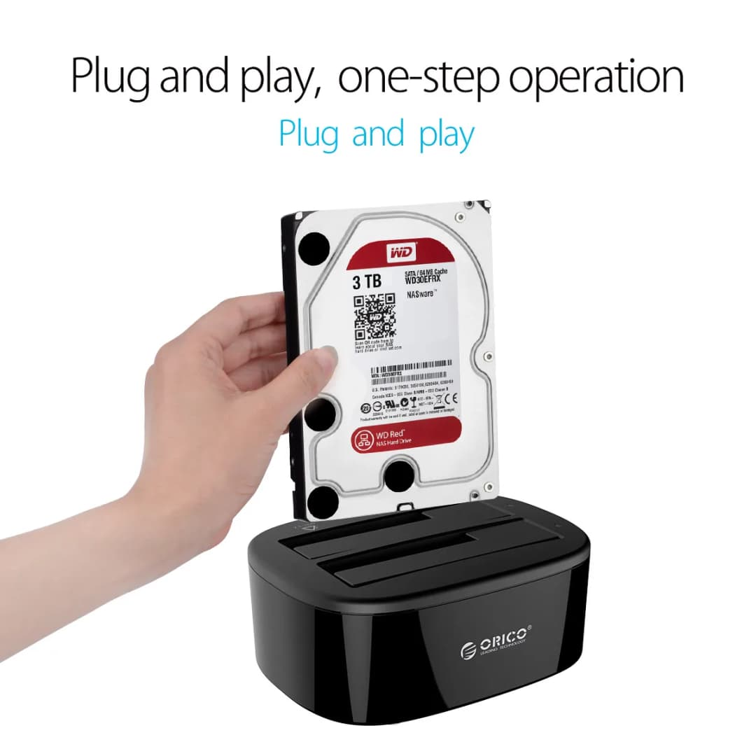 ORICO Dual-bay Hard Drive Docking Station for 2.5/3.5 Inch HDD SSD SATA to USB 3.0 HDD Docking Station with 12V3A Power Adapter - 3