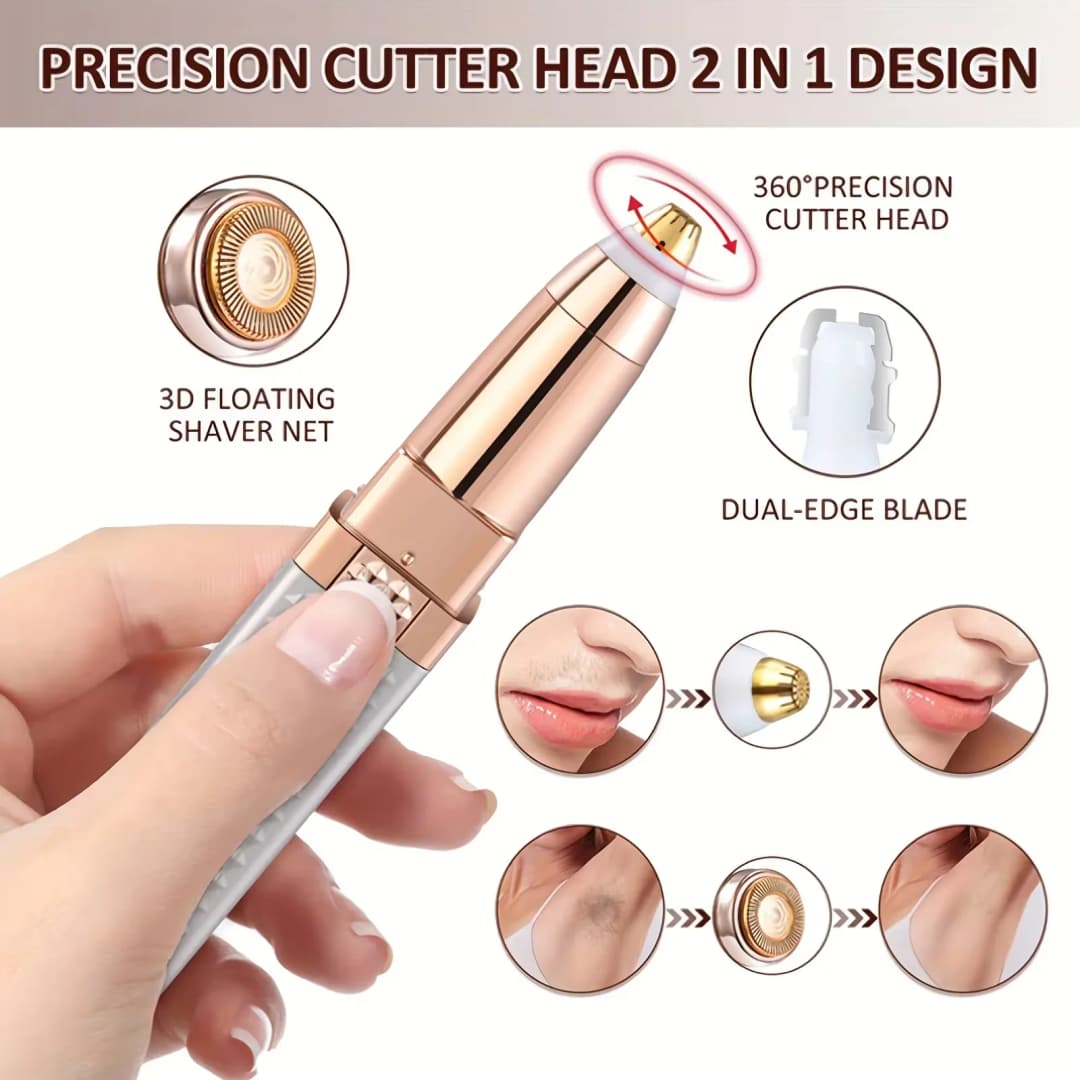 Women's 2-in-1 Electric Hair Removal Device Lip Balm Style Eyebrow Trimming Shaving Special Tool for Underarm Leg Hair Removal - 3