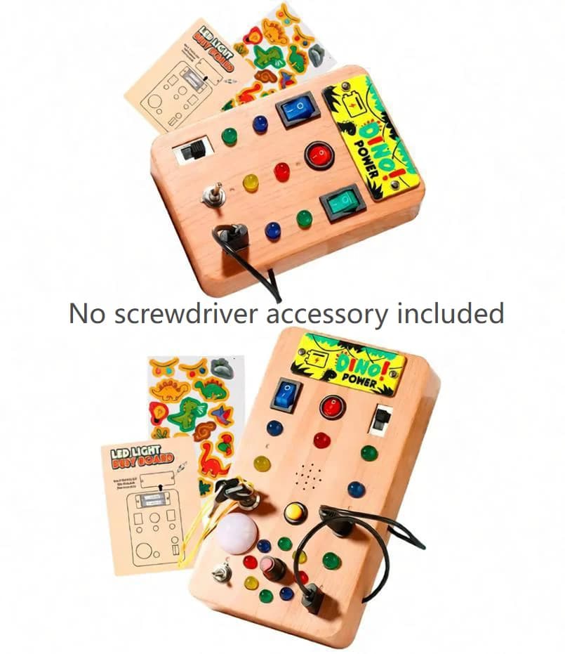 لوحة مونتيسوري مضيئة بأضواء LED، محاكاة مفتاح تشغيل، أحجية أزرار مضيئة، لعبة تعليمية مبكرة للأطفال - 6