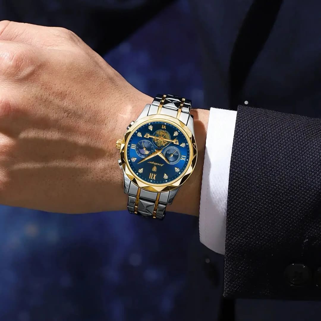 ساعة يد رجالي POEDAGAR فاخرة كرونوغراف مقاومة للماء مضيئة ساعة رجالي ستانلس ستيل عالية الجودة ساعات كوارتز رياضية رجالي - 6