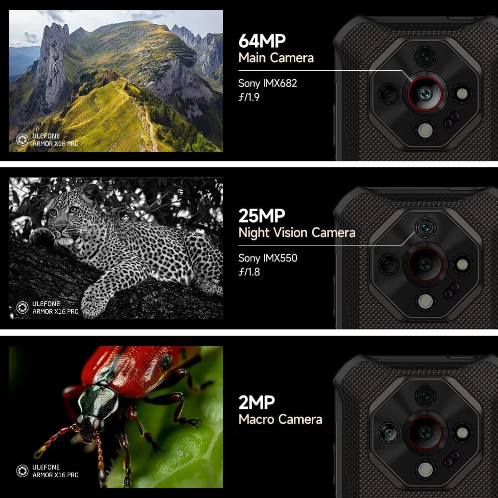 【عرض عالمي】 هاتف Ulefone Armor X16 Pro 5G متين ببطارية 10360 مللي أمبير وسعة تخزين 256 جيجابايت وNFC بنظام أندرويد مع Google Gemini - 3