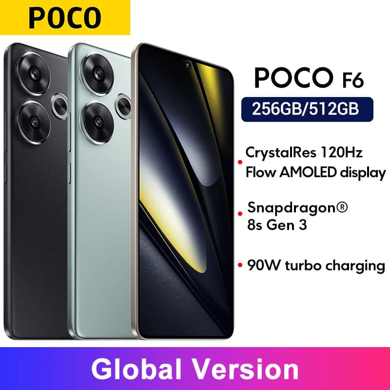 POCO F6 5G Smartphone Global Version 90W turbo charging Snapdragon 8s Gen 3 NFC 5000mAh 6.67”120Hz Flow AMOLED DotDisplay