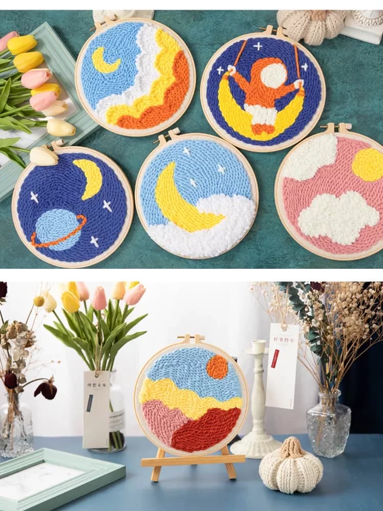 مجموعة تطريز يدوية DIY - نمط حيوانات - عدة خياطة سهلة وممتعة - فنون الغزل والرسم للمبتدئين - 6