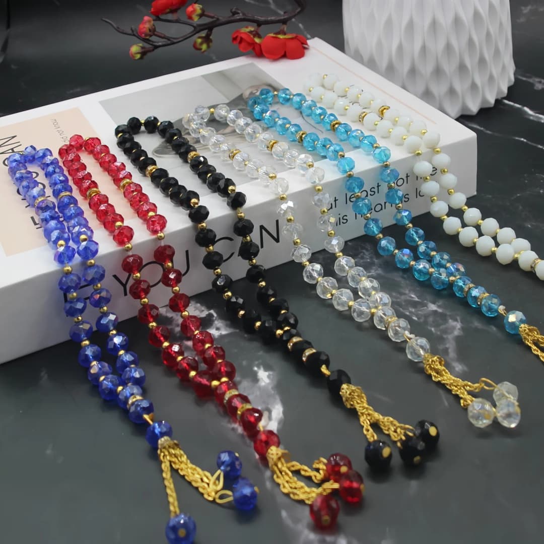 5 حزم مسبحة مسلمة ملونة 10 ملم 33 حبة فاصل محراب عد تصميم رائع مسبحة صلاة - 6