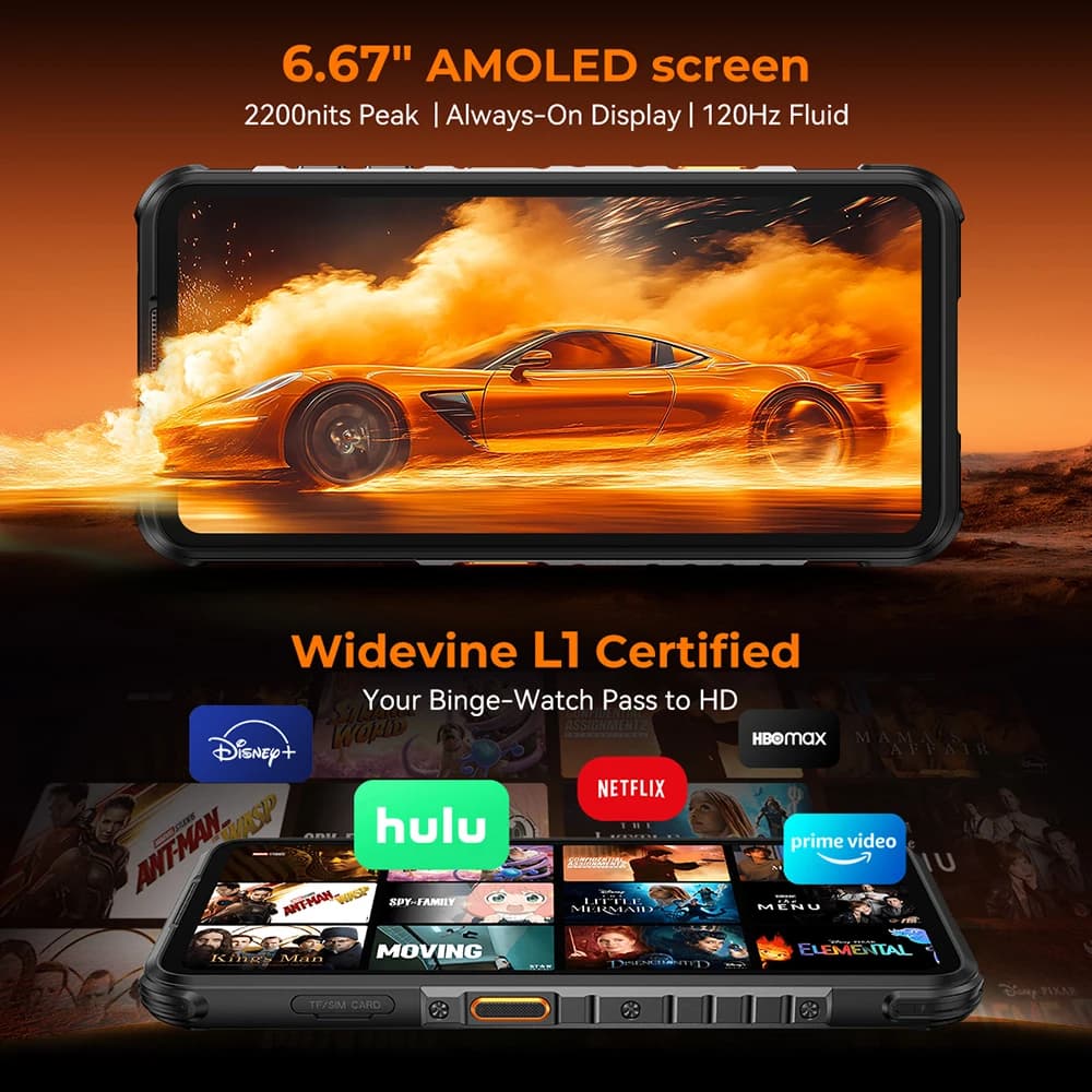 هاتف Ulefone RugOne Xever 7 Pro 5G المتين مع تصوير حراري بنظام أندرويد 15، ذاكرة 512 جيجابايت، رام 12 جيجابايت، شاشة AMOLED بمعدل تحديث 120 هرتز، NFC، بطارية 5500 مللي أمبير - 5