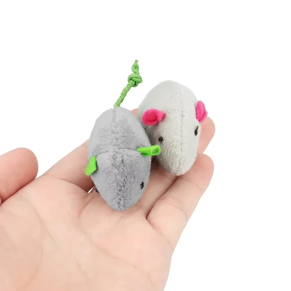 5pcs Rattle Cat Mouse Toys Also Prefilled Catnip Faux Fur Cat Mice Toys Interactive Cat Game Catnip Toys for Indoor Cats toy - 4