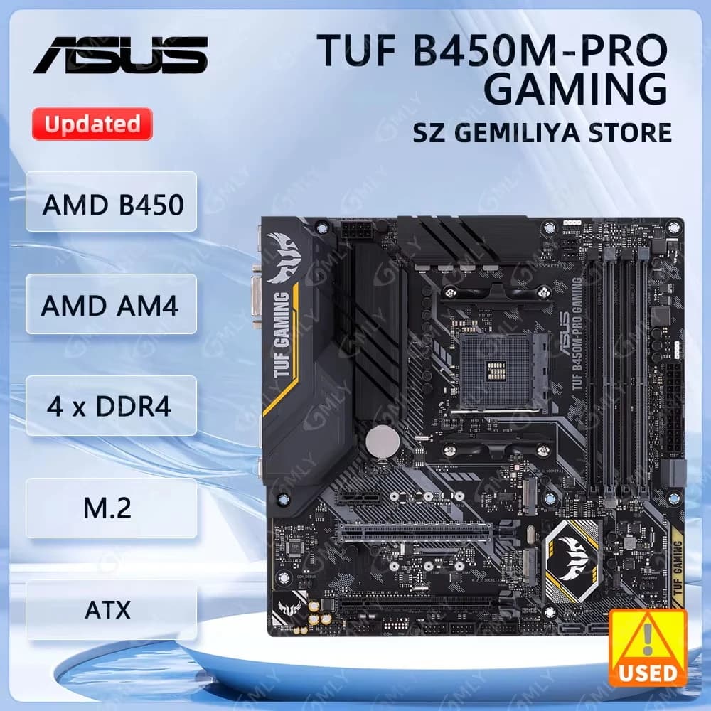 ASUS B450M B450 Motherboard TUF B450M-PRO GAMING AM4 Support Ryzen 5 5600G 5700 5300G 5700 3900 1500 CPUs DDR4 64GB M.2 ATX