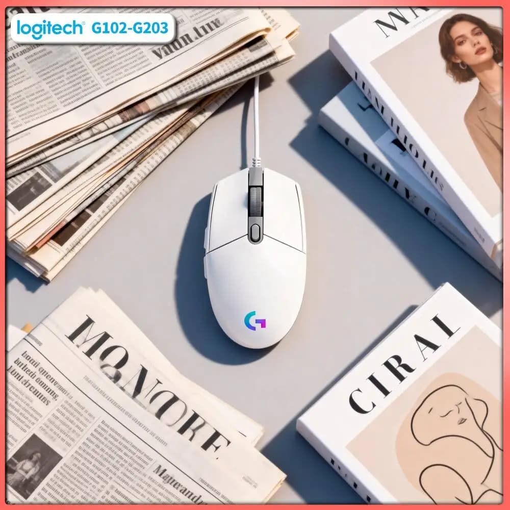 ماوس Logitech G203//G102 سلكي للألعاب 200-8000 نقطة في البوصة إضاءة LIGHTSYNC RGB 6 أزرار استجابة 1 مللي ثانية كابل 2.1 متر ماوس G402