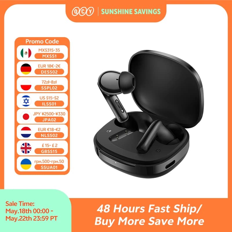 QCY T13 Pro HT23 Adaptive ANC Wireless Earbuds 13mm Drivers Powerful Bass 50dB Hybrid ANC Bluetooth 6.0 Earphones 6 Mics ENC 47H