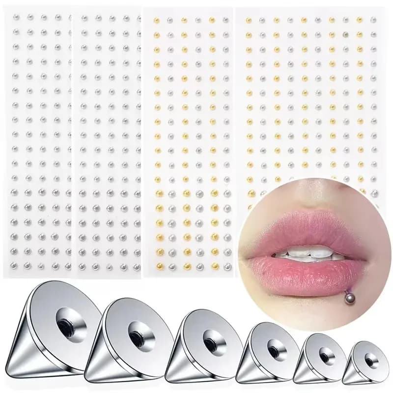 180pcs Non Piercing Lip Nails Sticker Selfadhesive Waterproof Reusable Fake Lip Nail Eyebrow Nose Ring Body Belly Button Jewelry - 2
