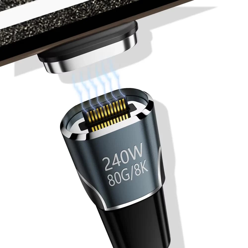 كابل محول شحن مغناطيسي سريع USB4 240 واط 80 جيجابت في الثانية، Thunderbolt4/3، يو إس بي C إلى Type-C، 8K@60Hz، محول OTG USB C - 6