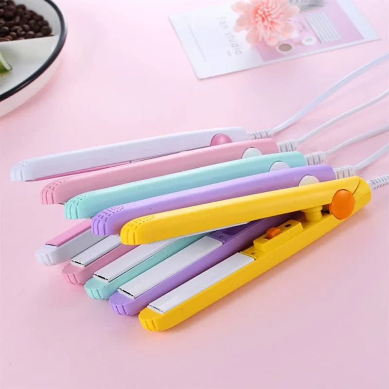 Mini Hair-Straightener Curly and Straight Hair Supplies Thermostatic Electric Ceramic Curling Iron National standard double flat - 2