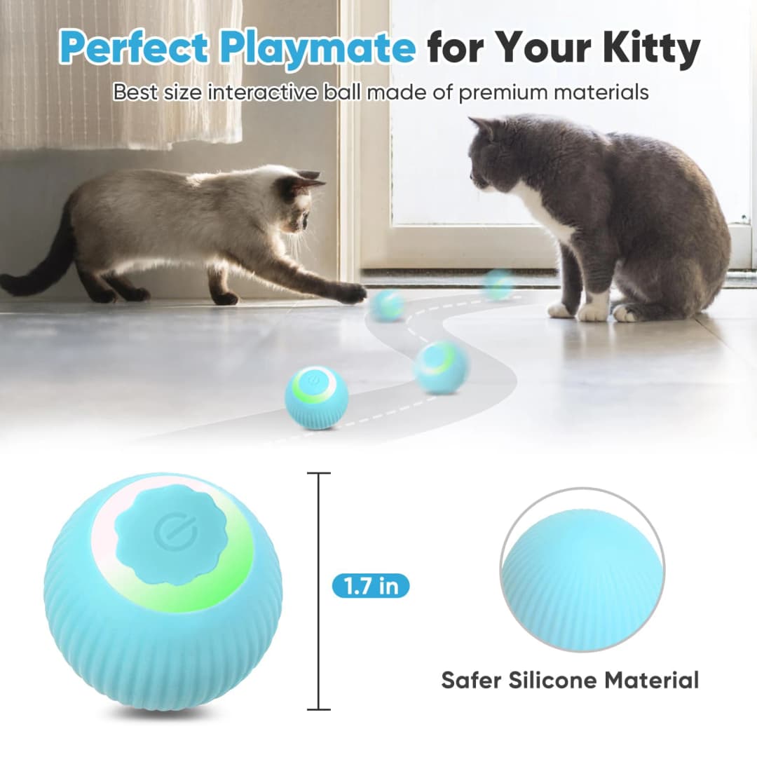 Cat Interactive Ball Training Self-moving Kitten Electric Cat Ball Toys Electronic Automatic Rolling Magic Ball Toys for Cat - 2