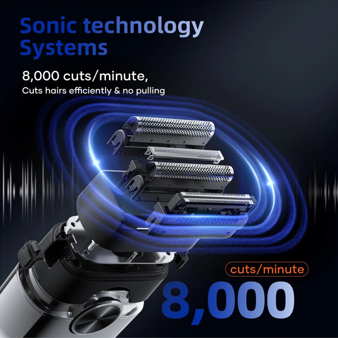 ماكينة حلاقة كهربائية KENSEN S26 للرجال بشفرات عائمة 4D مقاومة للماء 8000 لفة/دقيقة، أداة تشذيب اللحية محمولة صغيرة - 3