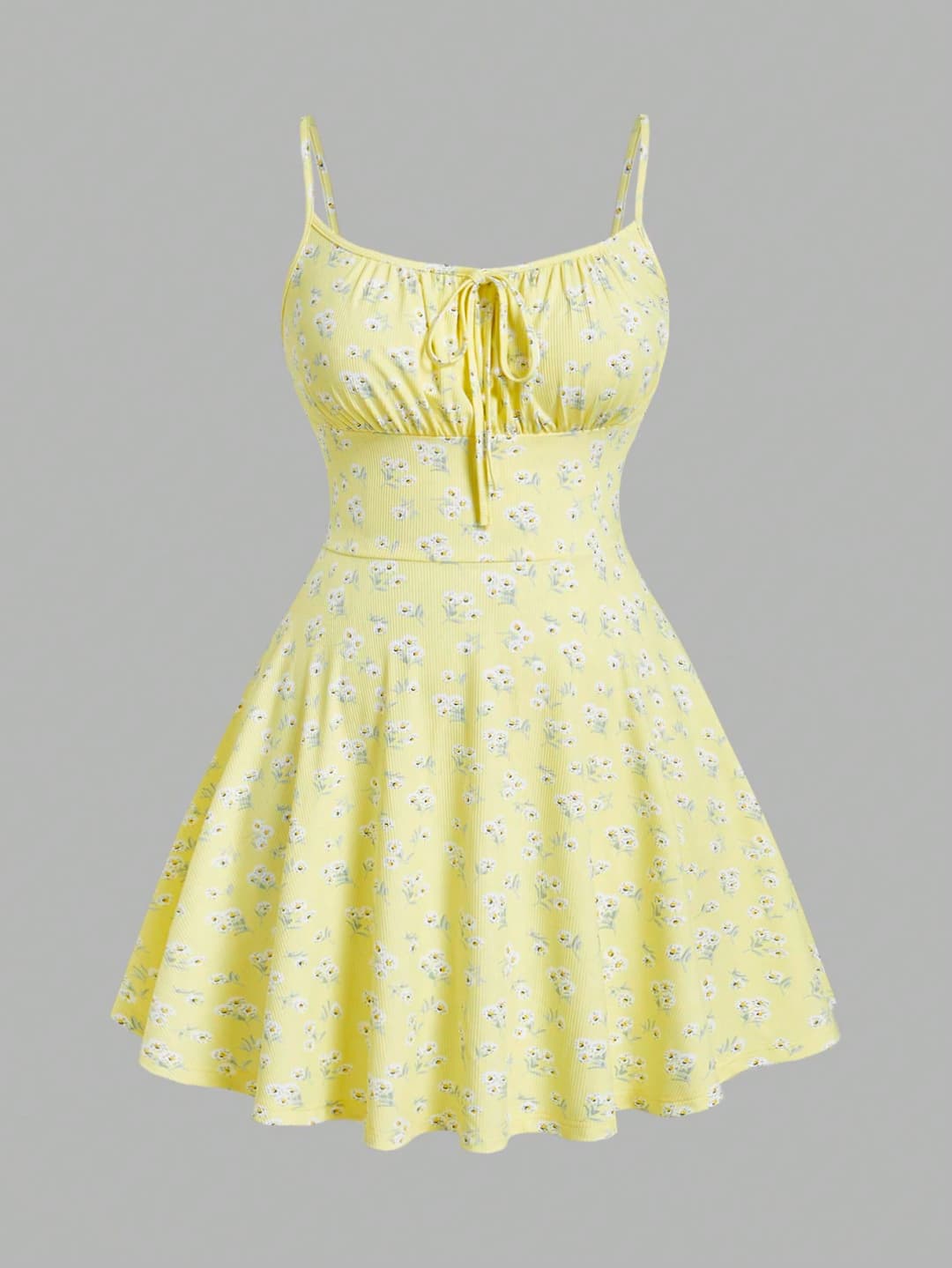 فستان كاميسول بلا أكمام رفيع الحزام أنيق مطبوع بالزهور موضة جديدة - 4