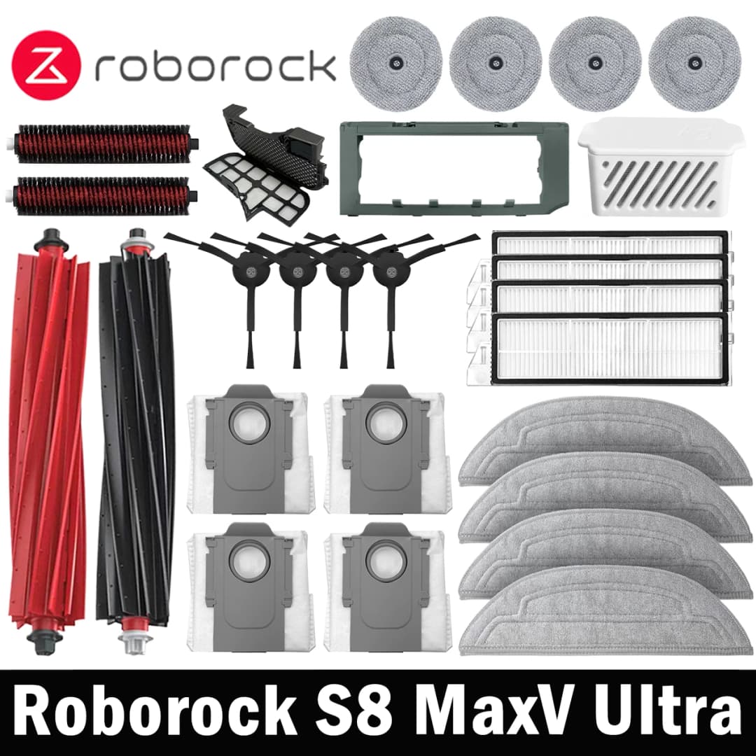 قطع غيار مكنسة Roborock S8 MaxV Ultra، فرش جانبية رئيسية، مناديل تنظيف، فلاتر HEPA، أكياس غبار، إكسسوارات