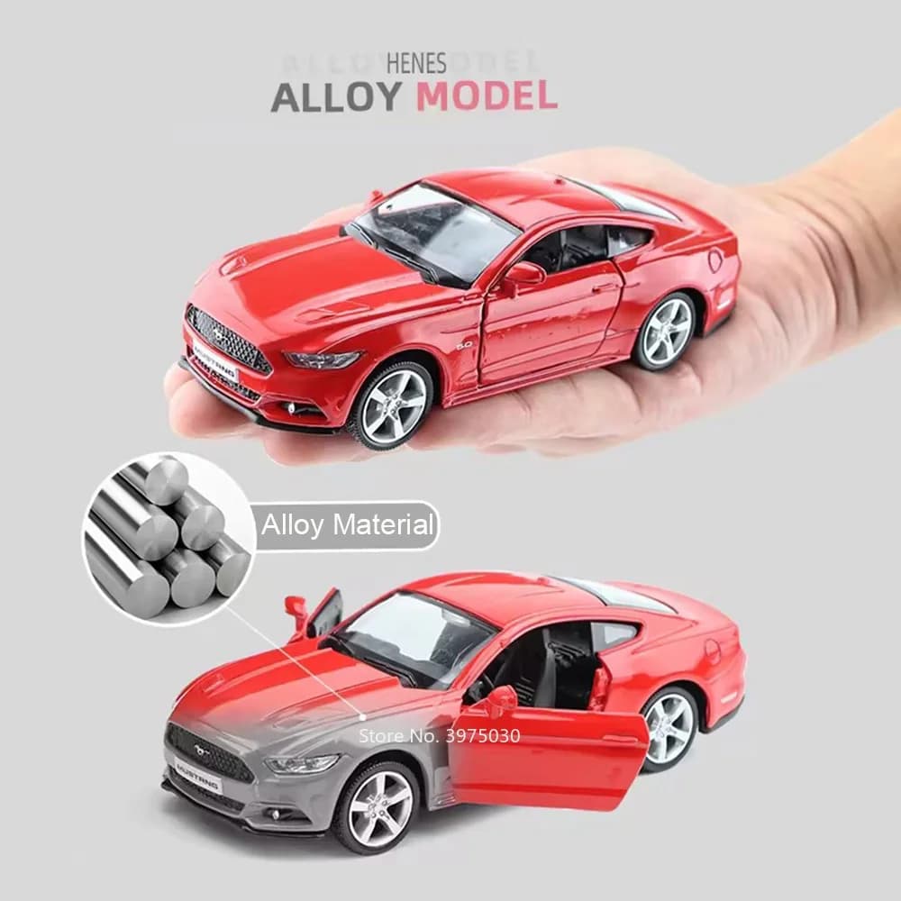 1:36 Alloy Ford Mustang Batmobile Toy Models Cars Doors Opened Rubber Tires Miniature Car Wheel Pull Back Vehicle Model Ornament - 5